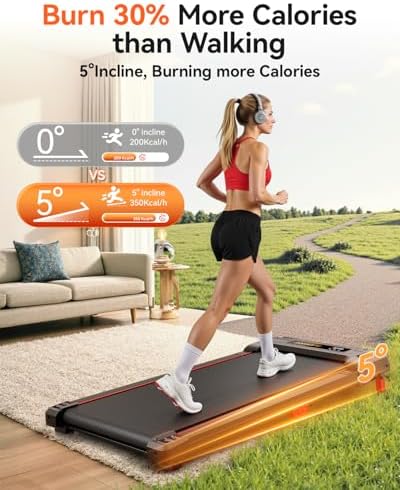 Walking Pad, Anylife Incline Walking Pads Under Desk 330lb Capacity, 2.5HP Portable Treadmills for Home, Compact Treadmill Small Running Pad with LED Display, Remote Control - Image 2