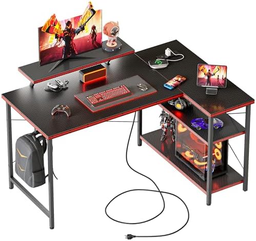 Mericonia 40 in Corner Desk with Monitor Stand, Small L Shaped Gaming Desk by MERICONIA