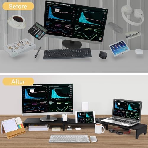 Nnewvante Bamboo Monitor Stand Riser, 60 inch Upgrade Height Large TV Riser - Image 5