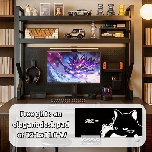 Desktop Bookshelf, Multi-Size pegboard Storage Organizer Rack, Dorm Desk Shelf, Desk Hutch, Desk top Storage Rack, Student Desktop Storage,Desk Shelves for top of des(Black, 29.5" Lx9.9 Wx39 H) - Image 4