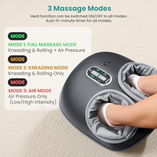 Nekteck Shiatsu Foot Massager with Heat & Air Compression, Remote Control - Image 3