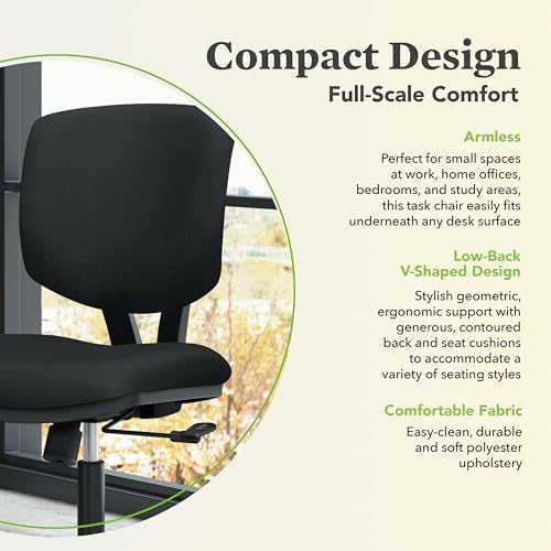 HON Volt Ergonomic Office Chair, Armless, Office Desk Computer Chair, Black - Image 5