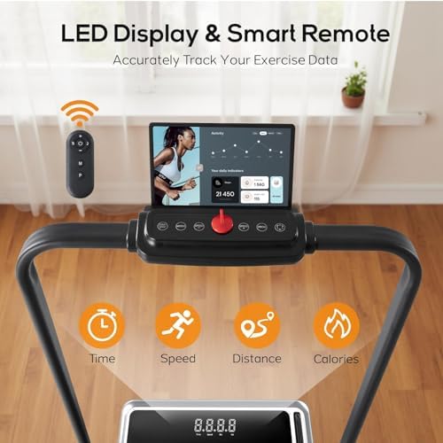 NEWBULIG Under Desk Walking Pad Treadmill, Portable Compact Electric Treadmill with Remote Control, Quiet Fitness Equipment & LED Display for Home & Office, Black&Sliver - Image 4