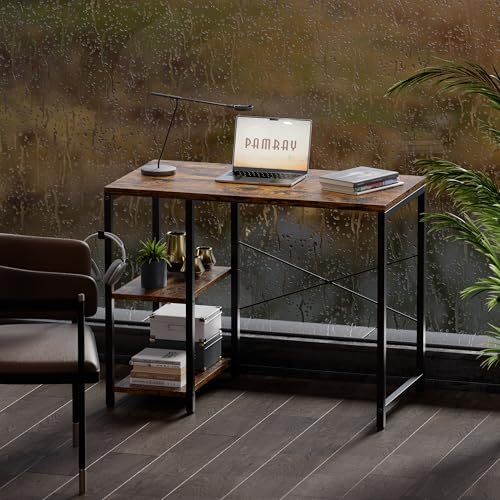 Pamray 32 Inch Small Computer Desk with Shelves for Bedroom Small Spaces - Image 2
