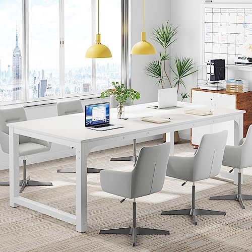 Tribesigns Modern Computer Desk, 78.7 x 39.4 inch X Large Executive Office Desk Computer Table Study Writing Desk Workstation for Home Office,White - Image 7