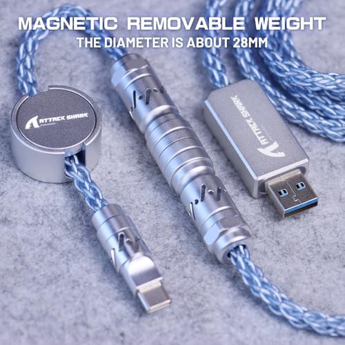 ATTACK SHARK C07 Custom Braided Aviator Cable with Light Up RGB-Blue - Image 2