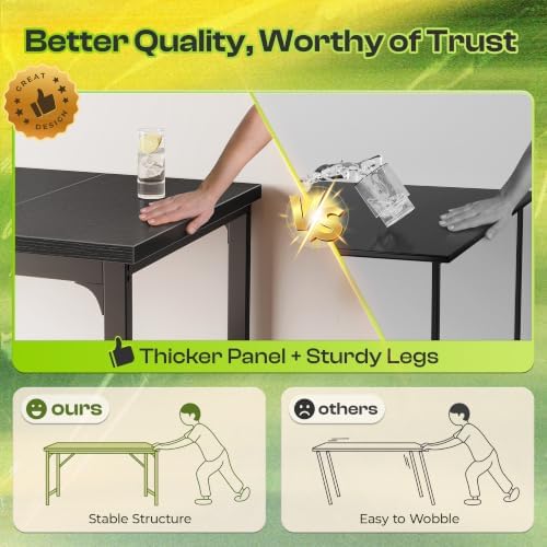 PRAISUN 63 x 19.7 Inch Computer Desk, 0.95'' Thicker, Heavy Duty, Black - Image 6
