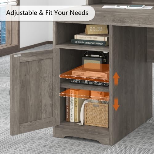 65" Farmhouse Computer Desk with Drawers and Printer Stand for Home Office - Image 6