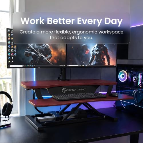 VERSADESK PowerPro 48 Inch Electric Standing Desk Converter – Push-Button Height Adjustable Sit to Stand Desk Riser for Multiple Monitors – Motorized Desktop Workstation with Wide Keyboard Tray - Image 6