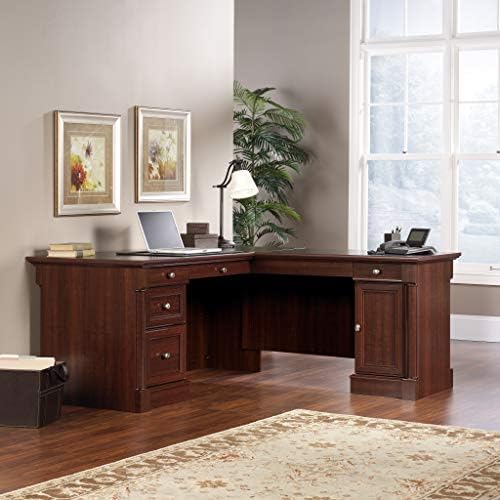 Sauder Palladia L Shaped Desk with Drawers, Office Desk with File Cabinet Storage, Cable Management, Keyboard Tray, in Select Cherry finish - Image 2