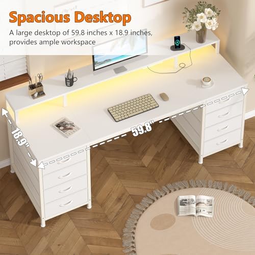 60" Computer Desk with 8 Drawers & Monitor Stand for Home Office, Bedroom - Image 6