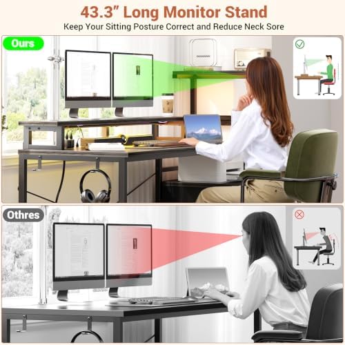 Aheaplus 59" Gaming Desk with RGB LED & Power Outlet &PC Case/Printer Stand - Image 5
