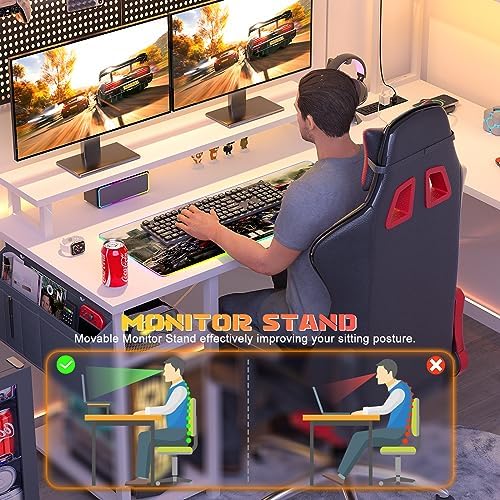 Aheaplus Small L Shaped Desk Gaming Desk with LED Lights & Power Outlets - Image 5