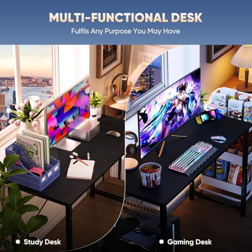 DUMOS 55 Inch Small Computer Desk, Gaming Desks for Home Office Bedroom - Image 6