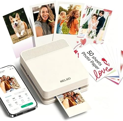 Nelko Portable Photo Printer, PP03 Color Mini Instant Photo Printer, Beige by NELKO