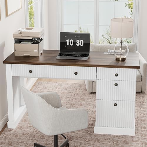 Garvee 54" Fluted Home Office Desk with File Drawer for Home Office by Garvee