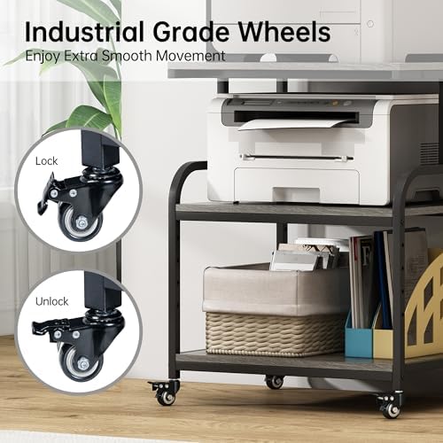 Fannova Gray Printer Stand, 23.6"x18.9" Large Printer Table with Storage - Image 5