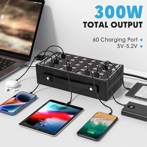 USB Charging Station for Multiple Devices, 300W 60 Port Desktop Fast Charger Station with Intelligent Protection, Multi Ports USB Charger Block for Home School Hotel Office Shopping Malls - Image 2