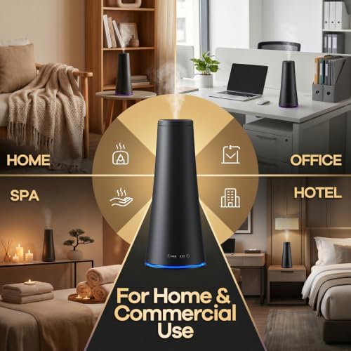 Scent Diffuser Starter Kit, Hotel Diffuser with 6 Essential Oils, Waterless Essential Oil Diffuser Large Room Up to 2000 Sq.Ft, Air Diffusers for Home and Office, Cold Air Aromatherapy Diffuser(Black) - Image 6