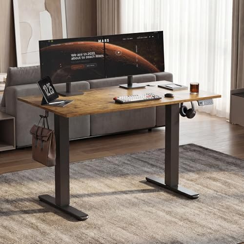 Claiks Electric Height Adjustable Standing Desk, 48x24 Inch, Vintage Brown - Image 2