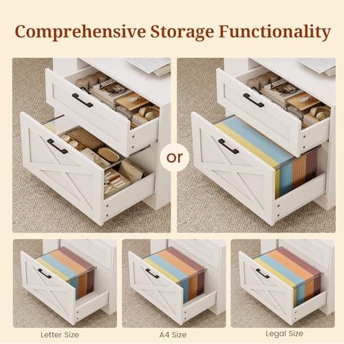 UPOSOJA 71" Farmhouse L Shaped Standing Desk, Electric Height Adjustable Corner Desk with Storage Cabinet & File Drawers, Wood Stand up Computer Desks with Power Outlets for Home Office - Image 4