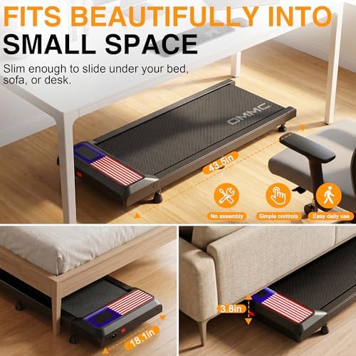 2.5HP Walking Mat with Incline pad,Under Desk Treadmill, Walking Running Pad with Remote,3 in 1 Low Noise Small Mini Portable Treadmill with Led Screen,Compact Treadmills for Home Office - Image 3