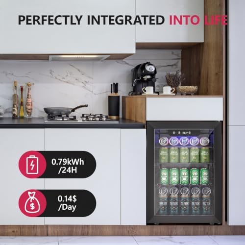 Icyglee 2.7 Cu.Ft Beverage Refrigerator Cooler, 100 Can Mini Fridge, Black - Image 6