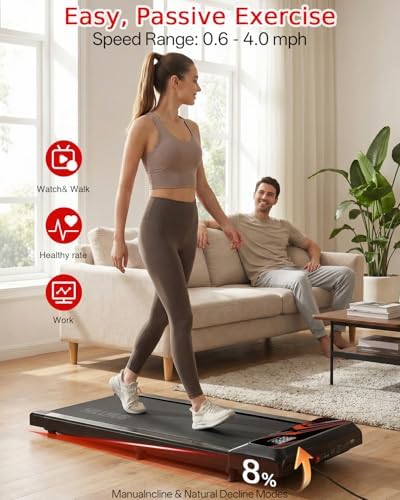 Walking with Incline Pad and Handle Bar, 2.5HP Low Noise Treadmill, 270lbs - Image 2