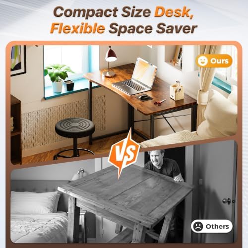 Huuger Folding Desk for Small Spaces, 39.4 Inch Foldable Computer Table - Image 3