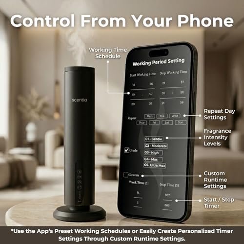 Wireless Waterless Cold-Air Scent Diffuser, App Control, 1500 Sq. Ft Black - Image 6