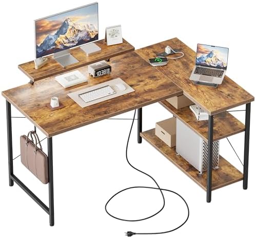 Mericonia 48 in Corner Desk with Monitor Stand, Small L Shaped Gaming Desk by MERICONIA