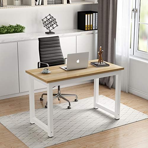 Tribesigns Computer Desk, 47 inch Modern Simple Office Desk Computer Table Study Writing Desk for Home Office, Light Walnut - Image 4