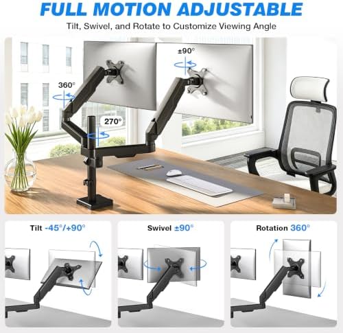Rfiver Dual Monitor Stand Desk Mount for 17-34" Screens Holds up to 22lbs - Image 2