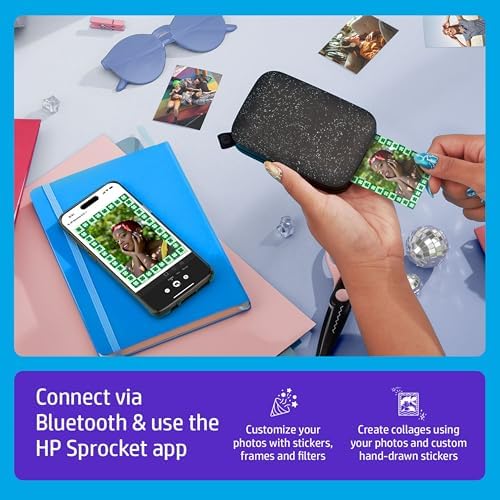 HP Sprocket Portable 2x3 Instant Color Photo Printer (Black Noir) Starter Bundle - Image 3