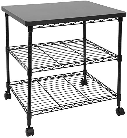Mount-It! Printer Stand With Wheels | 3-Tier Large Printer Cart With Storage Shelves For 3D & Laser Printer, Scanner, Heat Press | Rolling Metal Utility Table For Home and Office Use, 200 Lbs Capacity by Mount-It