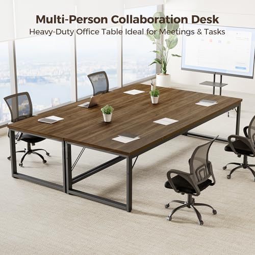 Mericonia 63x28 Inch Computer Desk, 1" Thick Large Office Table, Walnut - Image 3