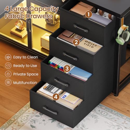 SEDETA 63"x27.6" L Shaped Gaming Desk with 4 Drawers Storage, Black - Image 5