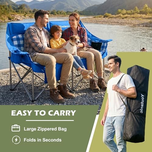 Youtanic 60" Extra Double Camping Chair for Adults, 700lbs Padded Loveseat - Image 6