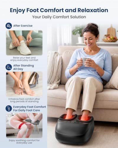 COMFIER Foot Massager with Heat Compression & Vibration Shiatsu Feet Massager,Heated Foot Warmer Gifts for Mom,Dad,Remote Control,Multi-Settings - Image 5