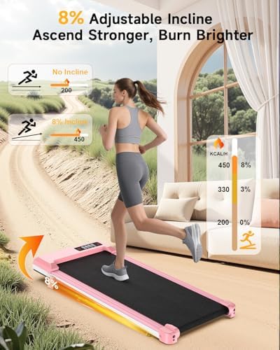 Walking Pad with Incline,Treadmill Pad 2.5 HP Quiet Under Desk Treadmills 8% Incline,330 lb Capacity Portable Walking Pad for Home and Office Walking - Image 3