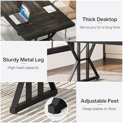 Tribesigns 70.8-Inch Executive Desk, Large Computer Office Desk Workstation, Modern Simple Style Laptop Desk Study Writing Table Business Furniture for Home Office (Black Oak, 70.8 Inch) - Image 5