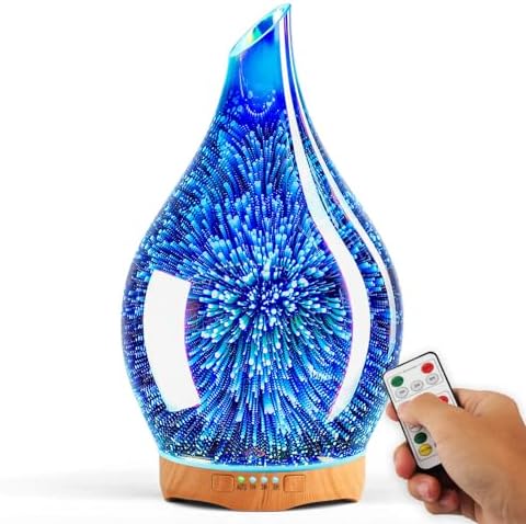 Porseme 280ml Remote Essential Oil Diffuser 3D Glass Ultrasonic Mist 7H by Porseme