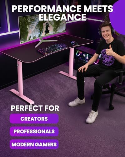 Arozzi Arena Medium Gaming Desk Pink - Image 5