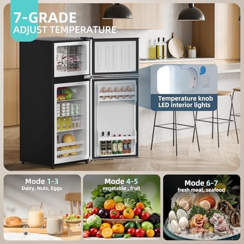 Cucina Magica Mini Fridge with Freezer, 3.8 Cu.Ft Small Fridge, Dorm Fridge - Image 2