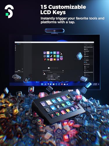 Stream Controller - SOOMFON Studio Control Deck with 15 Macro Keys & Dashboard, Customizable LCD Buttons to Trigger Actions in OBS, Twitch, YouTube, Perfect for Live Streaming Video Editing - Image 3