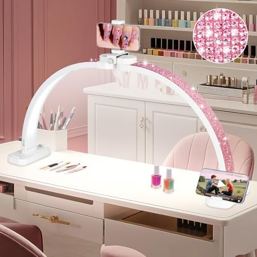 HITTI Super Large 31in Half Moon Light for Nail Desk, Crystal Diamond White by HITTI