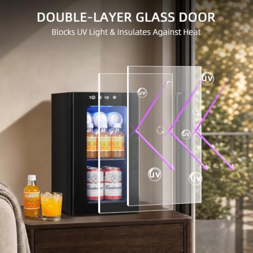 Antarctic Star 10L Mini Fridge, Beverage Refrigerator Small Drink Fridge for Bedroom, beverage cooler with Digital Temp Adjustment 40-61°F, Ideal for Bedroom, Dormitory, Office, Bar and Kitchen - Image 6
