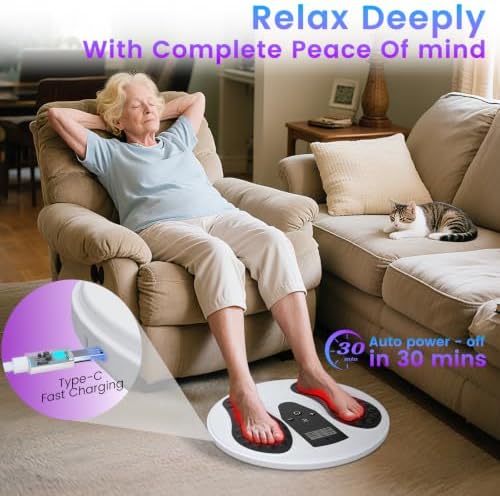 EMS Foot Massager with Infrared Therapy for Neuropathy,Foot Circulation Stimulator for Pain Relief,10 Modes & 20 Strengths for Plantar Fasciitis,Swelling,Cramps,RLS - Image 6