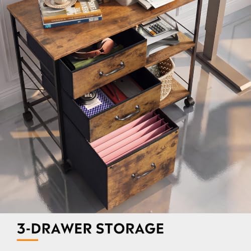 DEVAISE 3 Drawer Mobile File Cabinet, Fabric Lateral Filing Cabinet - Image 6