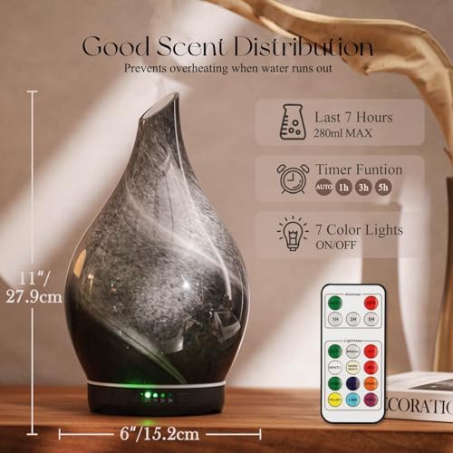 Porseme 280ml Remote Essential Oil Diffuser 3D Glass Ultrasonic Mist 7H - Image 3